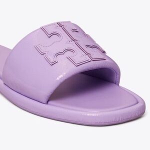 Tory Burch Double T Lavender Leather Slide Women’s size 8 NEW!!!